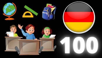 children learning 100 words in German from the school category
