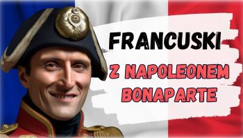 napoleon bonaparte na tle francuskiej flagi