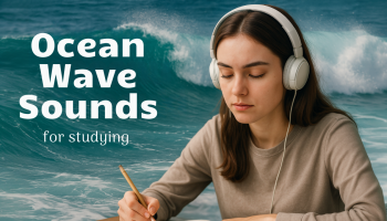 studying woman and ocean
